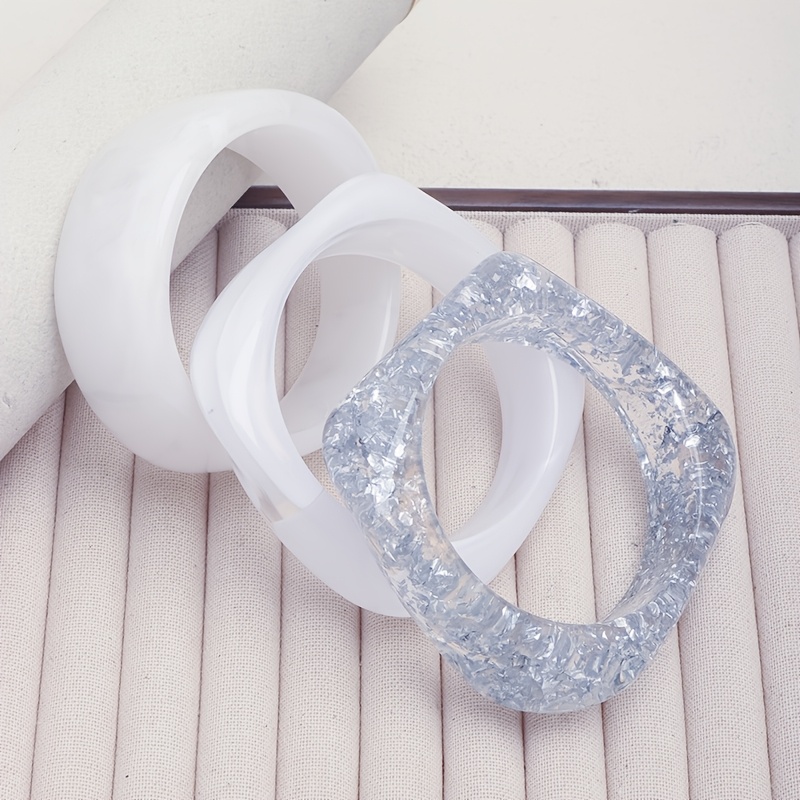 3pc Women's Elegant Retro Square Bangle Set, Casual Chic